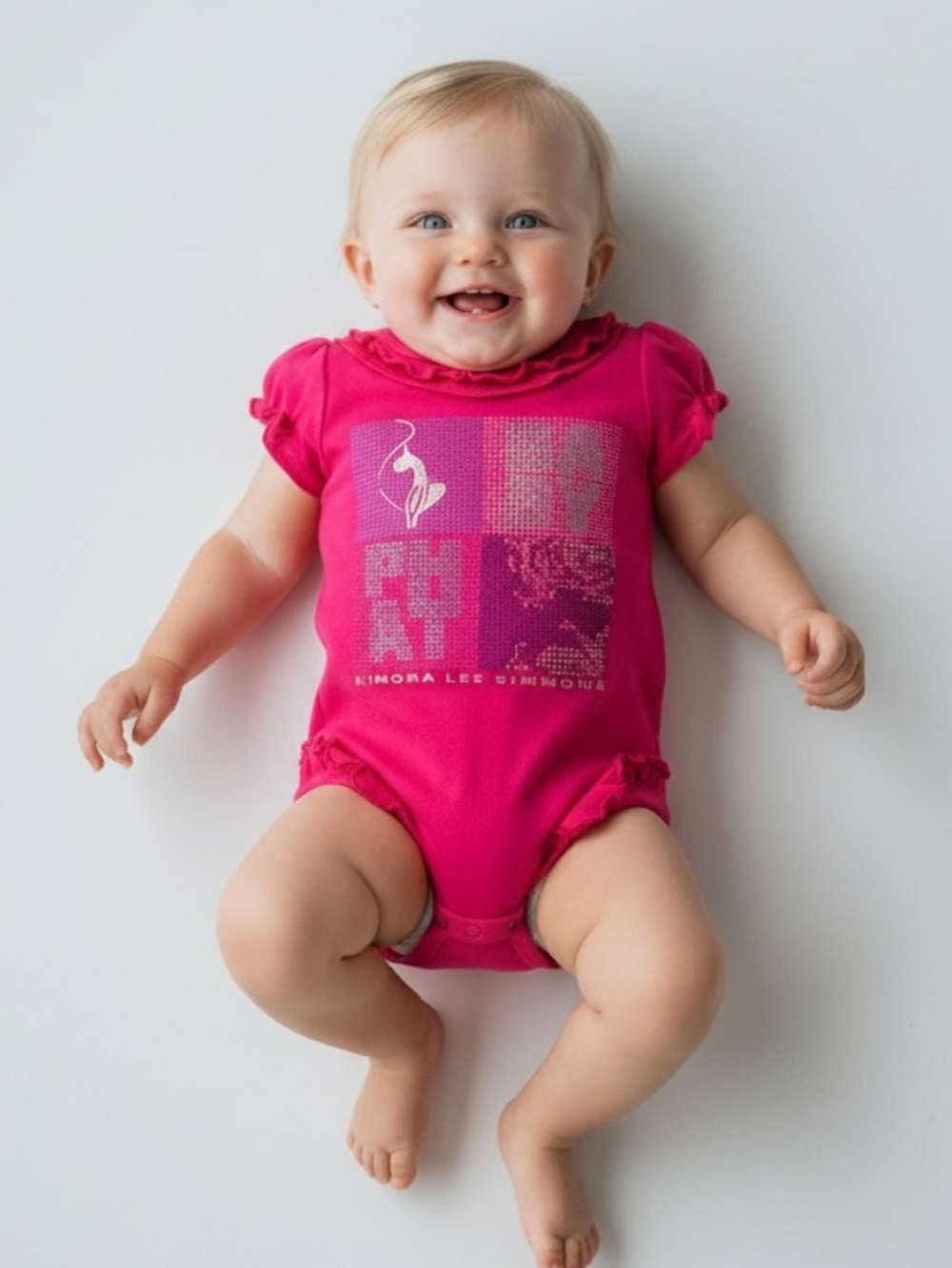 Baby Phat Vintage Fuchsia Ruffle Bodysuit Graphic 3-6 Months